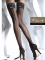 Fiore - Beautiful patterned hold ups with decorative lace, 20 denier, black, size S