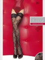 Fiore - Beautiful flower pattern hold ups with elegant lace top Tiberia 20 denier