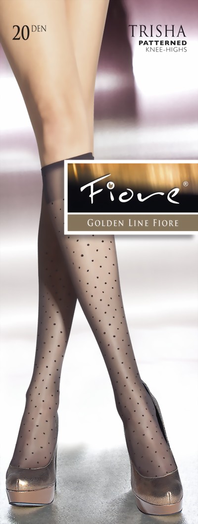 Fiore - Trendy polka dot pattern knee highs Trisha 20 denier, grey