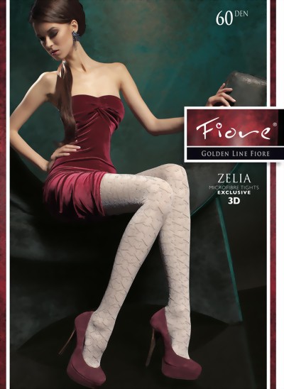 Fiore - Opaque, beautiful patterned tights 60 DEN, black, size M