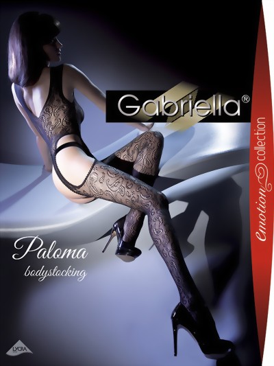 Gabriella - Sensuous floral pattern fishnet bodystocking Paloma, black, size M/L