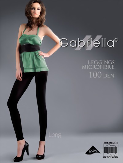 Gabriella - Long opaque leggings Microfibre 100 denier, graphite, size M/L
