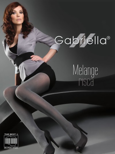 Gabriella - Stylish striped tights Risca Melange, graphite, size S
