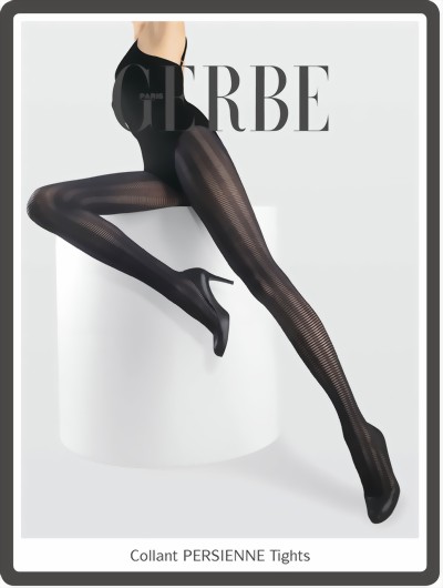 Gerbe - Exclusive patterned tights Persienne, bourgogne, size L