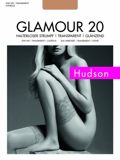 Hudson - Elegant glossy hold ups Glamour 20, black, size S