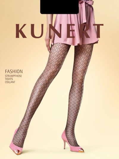 KUNERT - Trendy patterned fishnet tights Weave, black, size S