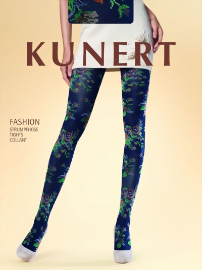 KUNERT - Beautiful, flower pattern tights, black, size M