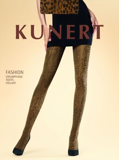 Kunert - Beautiful opaque leopard print tights, basalt, size M/L