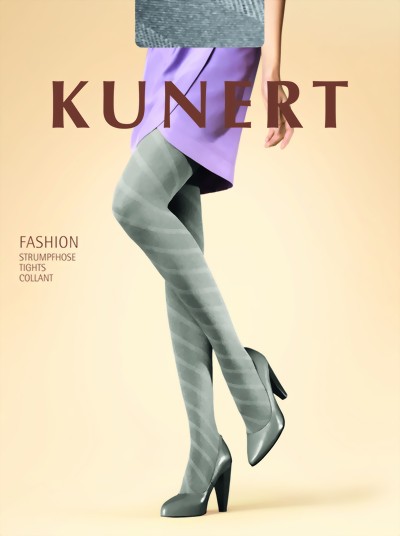 KUNERT - Trendy diagonal stripe pattern tights Diagonal, grey, size M