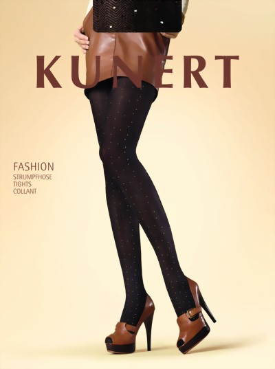 KUNERT - Elegant herringbone pattern tights 40 denier, black, size M/L