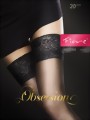 Fiore - Classic hold ups with decorative lace top 20 denier, chocolate, size L