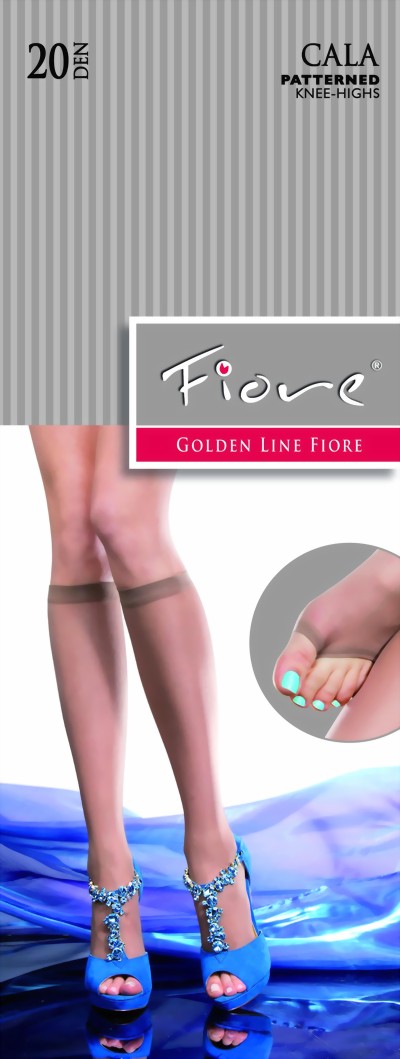 Fiore - Transparent open toe knee highs 20 denier, black