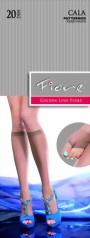 Fiore - Transparent open toe knee highs 20 denier, black