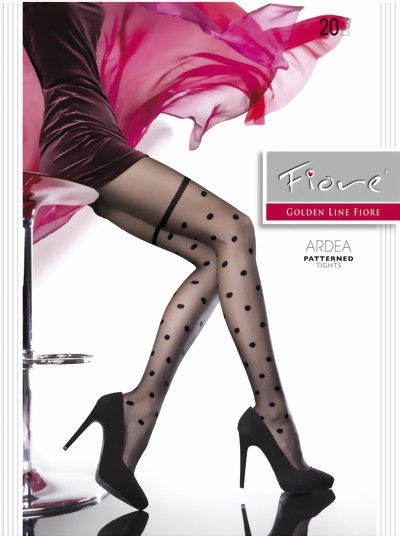 Fiore - Stylish mock hold up tights with dot pattern Ardea 20 DEN, black, size L