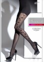 Fiore - Elegant floral pattern tights Lisbona 40 DEN, black, size L