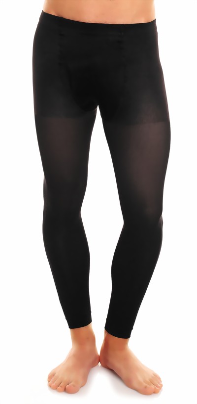 Glamory - 100 denier opaque plus size leggings for men Thermoman, black, size XL